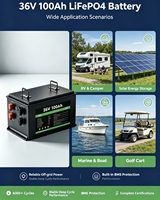 Paket Baterai LiFePO4 Solid State 36V100Ah yang Dapat Diisi Ulang, Tahan Lama, Cocok untuk OEM, Energi Surya, Perahu, dan Golf Cart 500