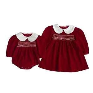 US Australia Princess Lace Dress Spring Baby Rompers Infant Bodysuits Christmas Smocking Boutique Velvet Casual Kids Dresses
