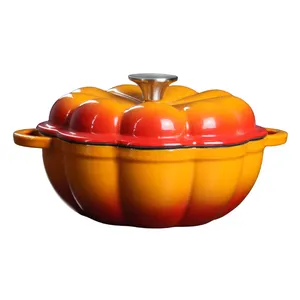 Enameled Cast Iron Pumpkin Shape Stew Pot Dutch Oven Cookware Set Enamelware Casserole Soup Pot