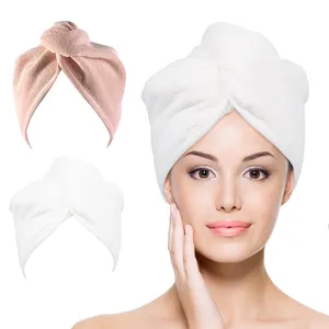 Alta Qualidade Super Água Absorvente Liso Luxo Microfibra Cabelo Turbante Cabeça Toalha