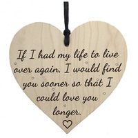 Forme de coeur amour décoratif tenture murale moderne ornements en bois Plaque impression UV Logo découpé au Laser pour cadeau