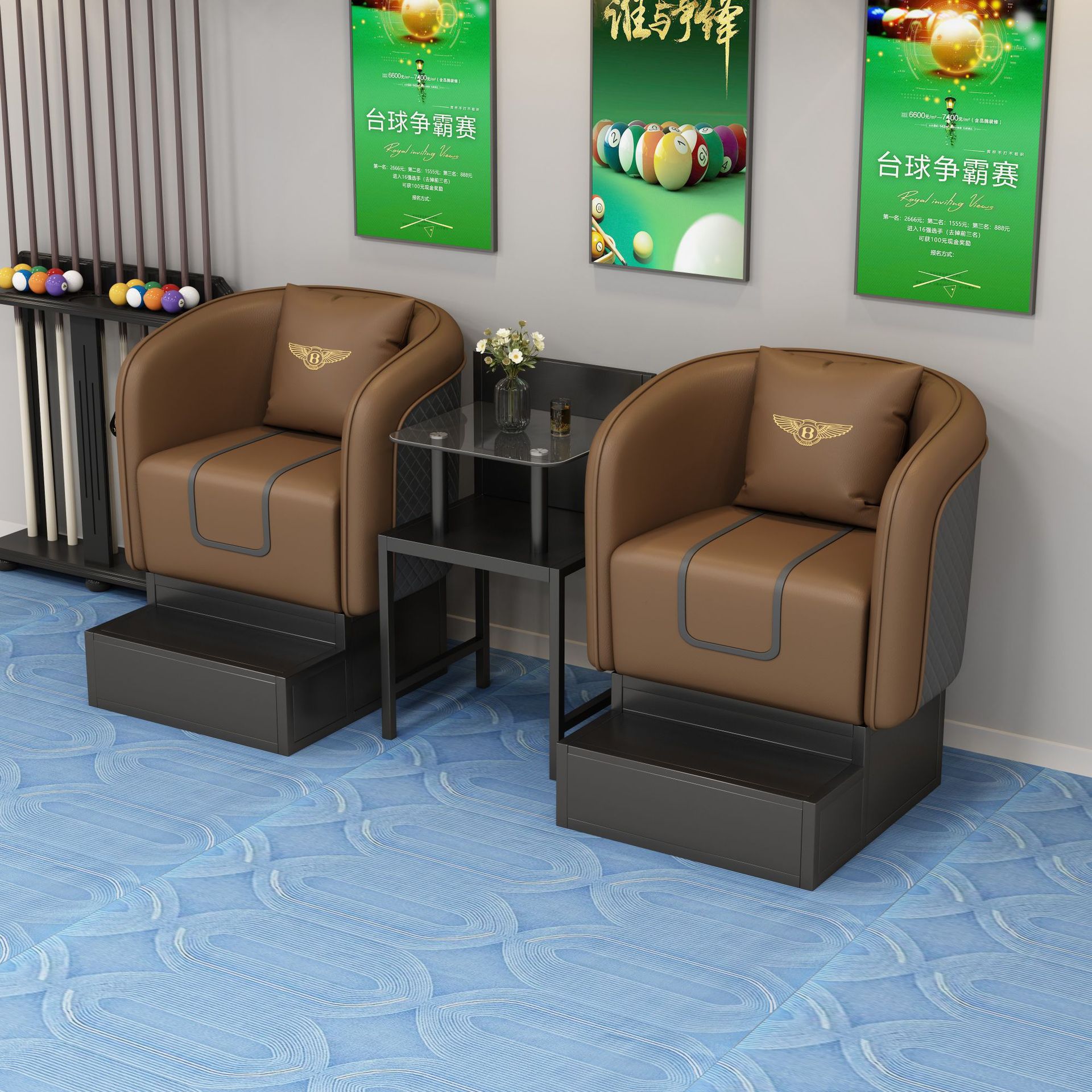 Brown: Two-person set - panel (glass coffee table)
