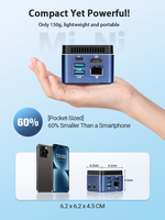 Mini PC Portátil Ultra Pequeño, Celeron J4105 de Cuatro Núcleos, 10W TDP, Doble USB, 1 LAN, 1 HD-MI, 1 Ranura para Tarjeta TF, Controlador Tipo C de 12V CC