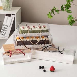 Boîtes d'Emballage Personnalisées pour Desserts à Emporter, Rouleau de Serviettes Rectangulaires, Boîte à Gâteau Biodégradable Transparente - Product Image 3