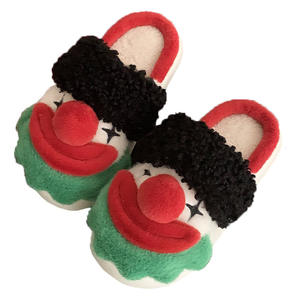 Nouveau Couple d'hiver amusant Clown en peluche pour pantoufles hommes femmes polaire chaud doux plate-forme maison chaussures avec semelle extérieure EVA - Product Image 5
