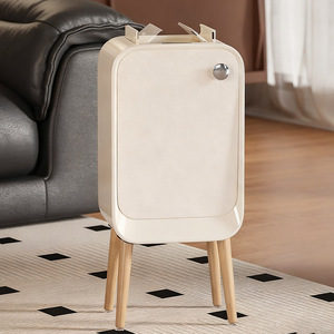 Smart <b>sensor</b> trash can, 5/10 new, creamy, vintage style, perfect for living room, light luxury, tall legs, large capacity, in - Product Image 4