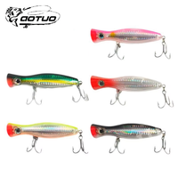 Umpan Pancing Aotuo Laris Manis 12cm 44g Popper Lure Umpan Buatan Keras Laser Inner 4X Hook untuk Memancing Ikan Bass Air Asin