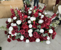 Susunan Bunga Lantai Merah Buatan PPS Wholesale, Bunga Sutra 100cm, Dekorasi Pernikahan