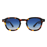 Lunettes de soleil rectangulaires rétro unisexes, monture intégrale écaille de tortue, verres bleus dégradés, protection UV, style adulte