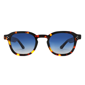 Unisex Retro Rectangle <b>Sunglasses</b> Full Rim Tortoise Shell Frame <b>Gradient</b> Blue Lenses UV Protection Adult Style - Product Image 1
