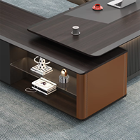 Mobilier de bureau exécutif luxueux en bois en forme de L
