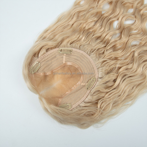 Hot Selling 6*7 Mono Net Topper Raw Virgin Human Cuticle Aligned European Hair Natural Wavy Topper <b>Clip</b> Silk Base in Stock - Product Image 3