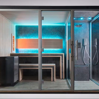 Grand Sauna intérieur personnalisé pour 4-8 personnes Sauna sec et humide Salle de douche à vapeur pour villa