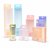 Boîtes cosmétiques personnalisées en PET/PVC transparent avec votre logo, emballage à languette, pour pinceaux de maquillage et recourbe-cils, vente en gros OEM ODM
