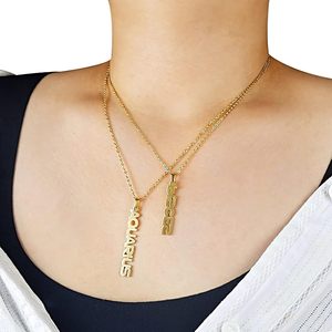 Collana Zodiacale da Donna Placcata Oro 18K, Ciondolo 12 Costellazioni, Catena in Bambù, Gioielli Sportivi in Acciaio Inossidabile, Segno Astrologico con Lettera - Product Image 4