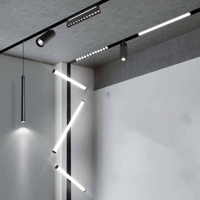 Modern  LED Track Light Indoor Recessed Aluminum Body 48v Magnetic for Home Commercial Use