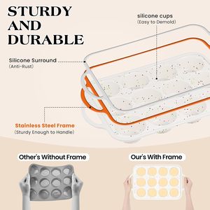 12+24 Cups Silicone Muffin <b>Pans</b> for Baking with Metal Frame - Product Image 3