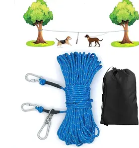 Dog Tie Out Cable for Camping - 100FT Heavy Duty Overhead Trolley System
