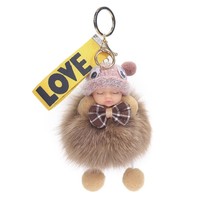 Porte-clés pendentif sac en peluche douce et moelleuse en forme de poupée bébé endormie, mignon, pour femmes et filles, cadeau en gros, décoration