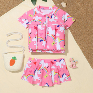 <span class=keywords><strong>Maillot</strong></span> <span class=keywords><strong>de</strong></span> <span class=keywords><strong>bain</strong></span> <span class=keywords><strong>une</strong></span> pièce rose pour filles, ensemble 2 pièces, short en mousseline <span class=keywords><strong>de</strong></span> soie à fermeture éclair, demi-manches, design découpé, petite taille, moyenne taille, enfants - Product Image 1