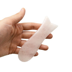 Popular en forma de pez masajeador Guasha herramienta de cuarzo rosa Gua Sha piedra raspado masaje - Product Image 3