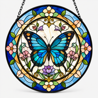 Attrape-soleil en vitrail Art Déco en forme de libellule, décoration suspendue écologique pour fenêtre, idéal pour Noël et les cadeaux de fête, 6,4 pouces