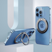 Support magnétique pour téléphone, sans adhésif, amovible, en métal, avec anneau de maintien pour doigt, support rotatif à 360°