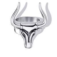 Bague de tête de taureau du zodiaque en acier inoxydable Offre Spéciale, bijoux Vintage pour hommes, anneau de doigt à longue corne de taureau