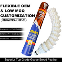 Volant de badminton en plumes d'oie de qualité supérieure SNOWPEAK SP-01 Tournament Standard, durabilité A+++ Grade, personnalisation OEM