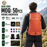 Sac à dos de voyage imperméable 34L pour activités de plein air, camping et randonnée avec plaque en aluminium