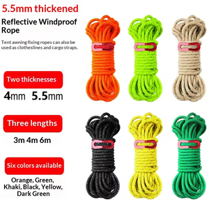 Cuerda de nailon resistente para tienda de campaña, doble capa, a prueba de viento, 4mm/5.5mm, 3m 4m 6m, para toldo exterior, con hebilla ajustable y reflectante, universal - Product Image 2