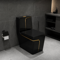WC monobloc à siphon carré, en céramique avec ligne dorée, Vente chaude, Sanitaires modernes pour salle de bain