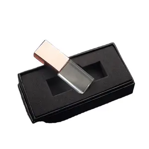 로즈 골드 크리스탈 투명 USB 3.0 플래시 스틱 32G 64gb 128gb 사용자 정의 로고 crystol USB 플래시 드라이브 상자