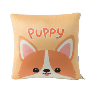 Almohada de felpa con diseño de cachorro Corgi, 40x40cm, bonitas almohadas con estampado de animales para coche y cama, con cremallera, para niños y adultos - Product Image 1