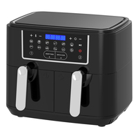 Friteuse à air double à écran tactile 9L pour la maison, four à friture électrique, friteuses à air intelligentes avec 2 paniers indépendants
