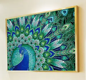 Arte abstracto de animales de pavo real, venta al por mayor, Diamante en forma especial, 5D Kits de pintura de diamantes, imagen de cristal AB, regalo DIY, decoración del hogar