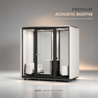 Cabine de bureau insonorisée mobile, cabine acoustique modulaire, structure en acier et aluminium, verre trempé, espace de travail privé