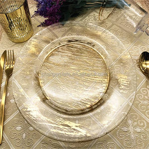 Assiette de présentation en verre doré de 13 pouces pour la location, idéale pour les mariages et événements - Vente en gros - Product Image 3