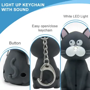 Cartoon Cat Key Chain Led Flashlight Keychain Custom Logo Keychain