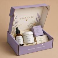 Boîte d'expédition cadeau violet lavande avec logo personnalisé, impression florale dorée, emballage pour marque, vente au détail, vente en gros, fournisseur d'usine