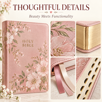 Bible de journalisation personnalisée pour femmes, journal d'étude à large margine, en cuir PU rose, impression de la Sainte Bible, fabricant OEM ODM, cadeau