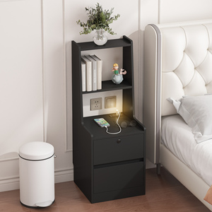 Comodino Moderno con Stazione di Ricarica e Libreria per la Camera da Letto - Product Image 1