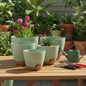 P78 Vaso per <span class=keywords><strong>Piante</strong></span> da Vivaio per Interno ed Esterno, Vasi per <span class=keywords><strong>Piante</strong></span> <span class=keywords><strong>Grasse</strong></span>, Fioriere Auto-Innaffianti con Fori di Drenaggio e Sottovasi - Product Image 1