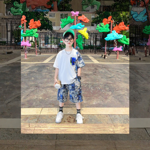 Tenue d'été décontractée 2025 en coton de haute qualité avec imprimé ours 3D et patchwork, à manches courtes, pour adolescents et enfants - Product Image 3