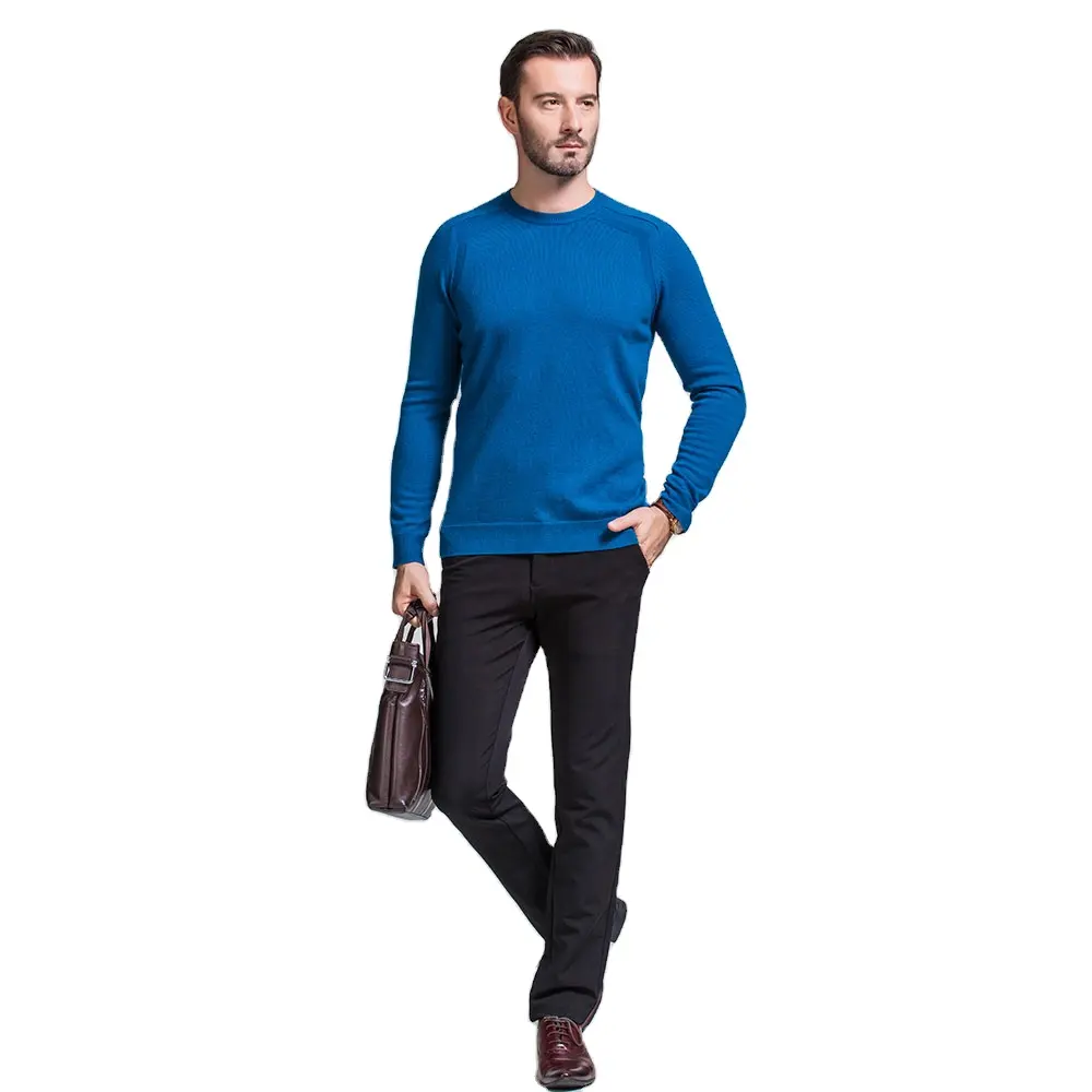 Wholesale Men's 100% Cashmere Sweater Winter Season Knitted Solid Pattern Anti-Wrinkle Computer Knitted OEM Service