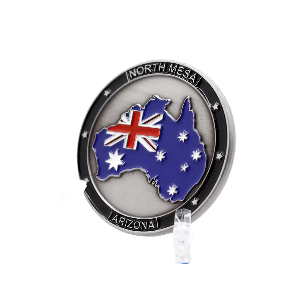 Высококачественные монеты на заказ, 22 дюйма, металлический флаг страны, античная никелированная эмаль, австралийская монета