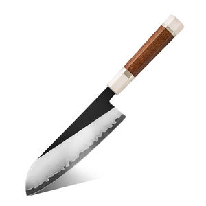 Grandsharp 7'' Santoku-Küchenmesser PM204 Kohlenstoffstahl-Schneidkern Santoku-Messer mit Mkuruti-Holz & Imitiertem Elfenbein-Griff - Product Image 1