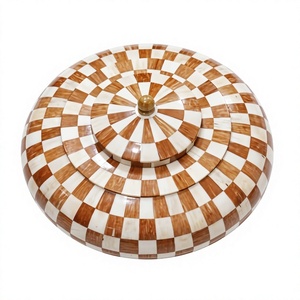 Boîte à bijoux artisanale en os incrusté, étui de rangement en bois de qualité supérieure avec motif abstrait noir et blanc pour bagues, colliers - Product Image 1