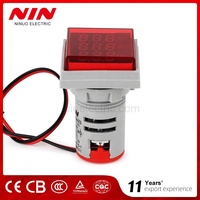 NIN Mini 22mm Indikator Panel Persegi Satu Fasa LED Digital Voltmeter Ampere Hertz Pengukur Frekuensi Arus AC IP66 Merah