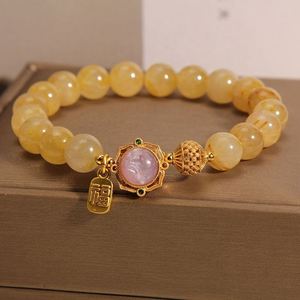 Pulsera de cuentas de cristal de ojo de tigre con dije de calabaza chapado en plata/oro y piedras curativas para mujer - Product Image 2